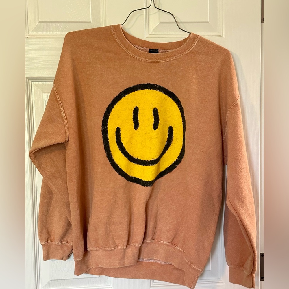 Orange Oversized Graphic Long Sleeve Sweatshirt